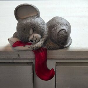 Vintage‎ 1987 House of Lloyd Sleeping Mouse Ceramic Christmas Stocking Holder